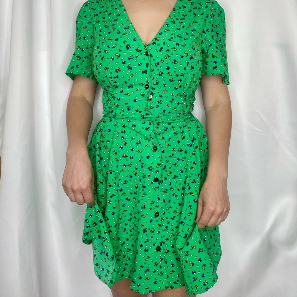 Green Floral Mini Dress